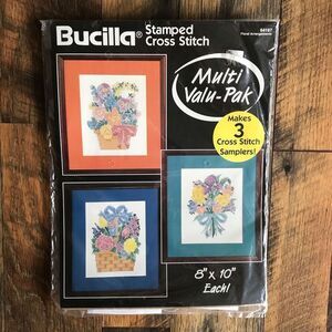 Bucilla 64187 floral arrangements Stamped cross stitch New old stock